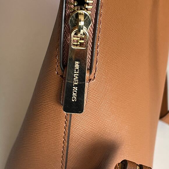 Michael Kors Cindy Large Backpack Womens Luggage Brown Saffiano Leather Bag - Picture 9 of 12